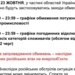 23 жовтня в Україні застосують графіки відключення електроенергії